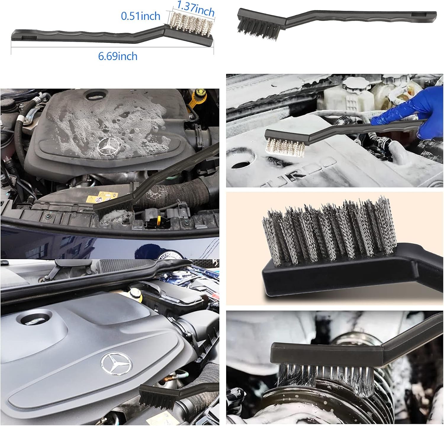 16-Piece Car Detailing Brush Set for Comprehensive Cleaning of Wheels, Interiors, and Exteriors