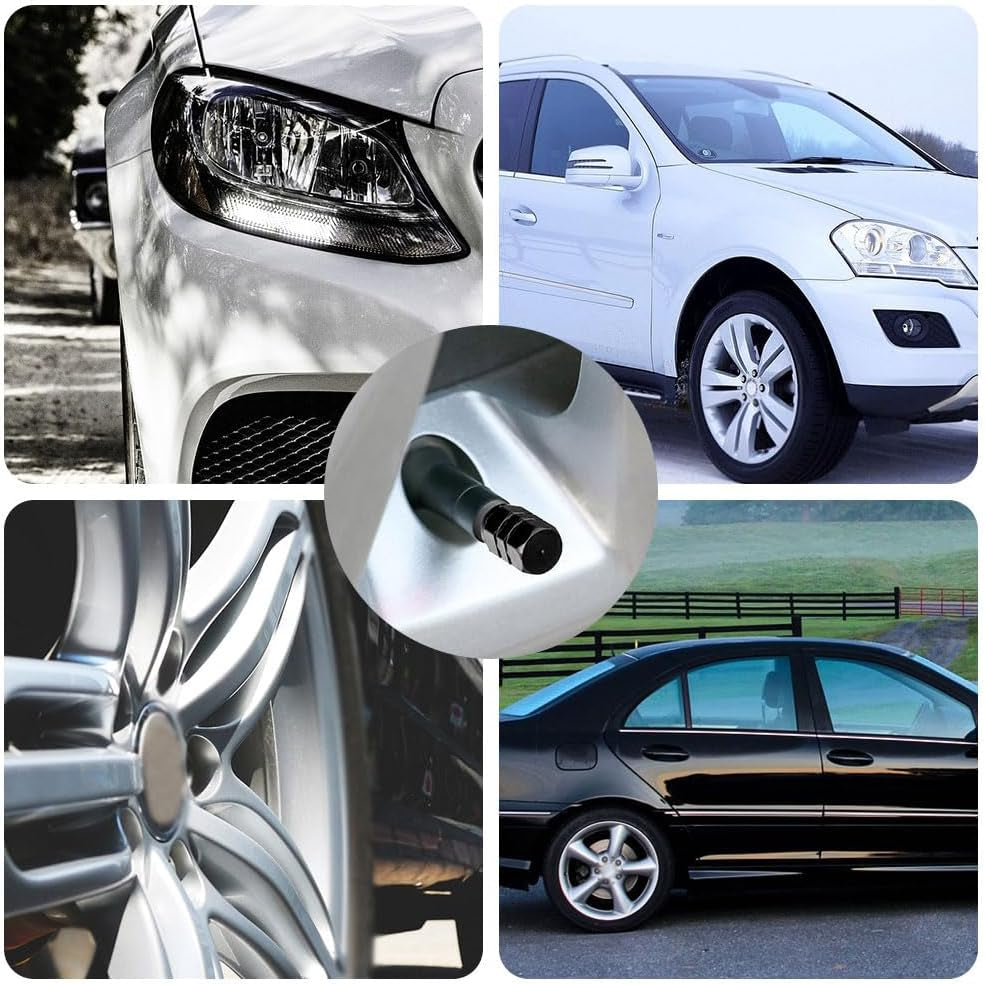 4-Piece Universal Aluminum Tire Valve Stem Caps - Hexagon Valve Covers for Car Tires