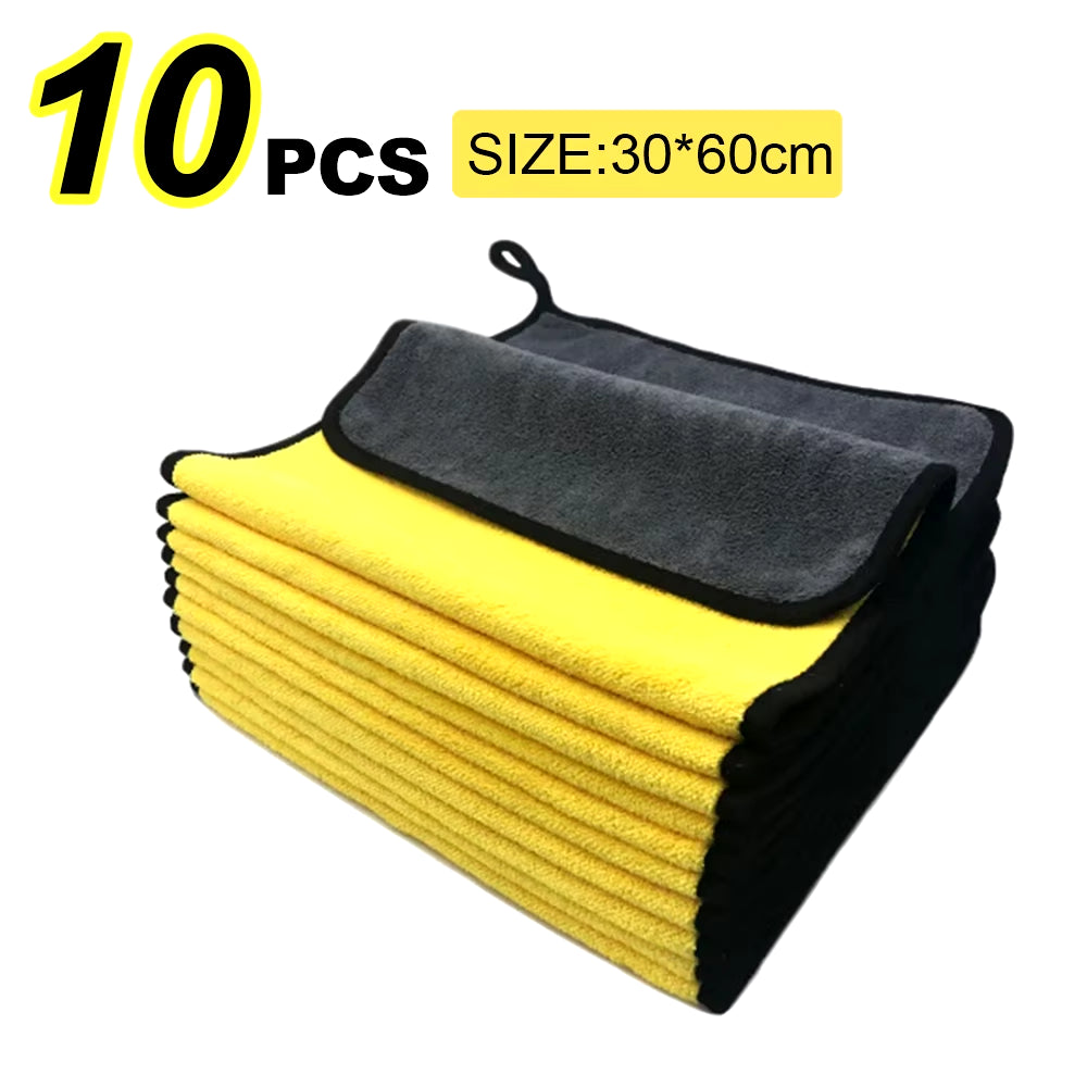 5/10Pcs Microfiber Wash Towel Car Cleaning Detailing Car Drying Cloth Window Glass Double Layer Cleaning Cloth Car Wash Supplies