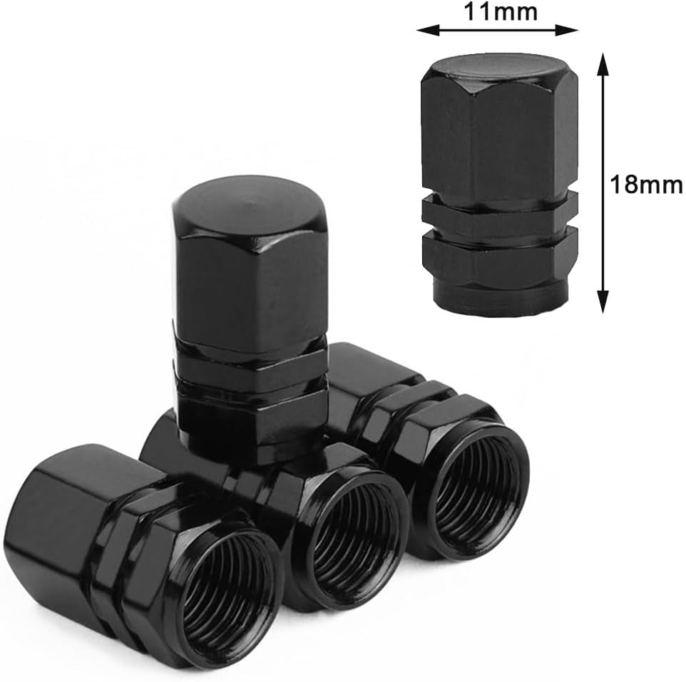 4-Piece Universal Aluminum Tire Valve Stem Caps - Hexagon Valve Covers for Car Tires