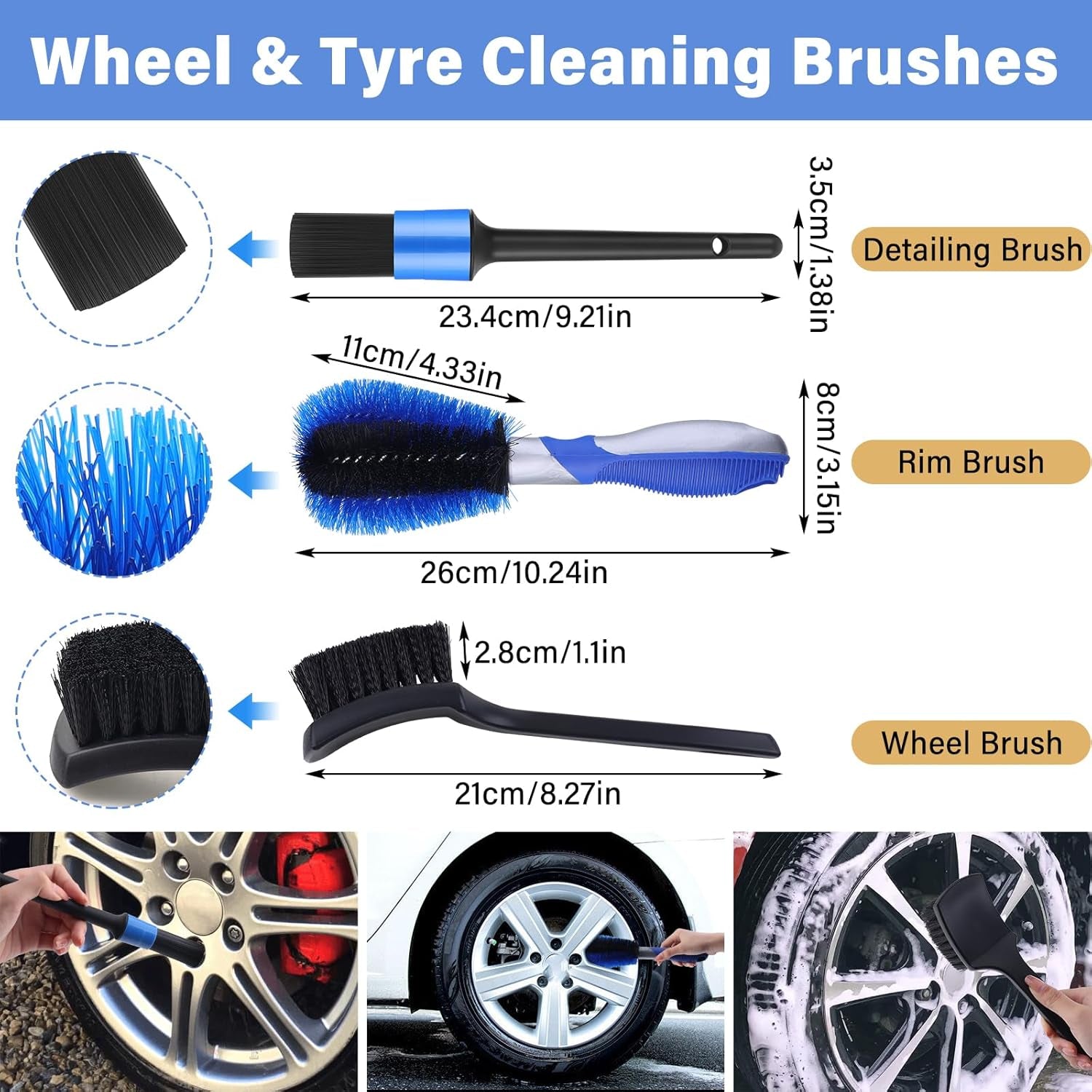 16-Piece Comprehensive Car Cleaning Kit for Exterior and Interior Care, Including Wheel Brush, Bucket, Air Vent Brush, Washing Gloves, Sponges, Window Scraper, Duster, and Detail Brush