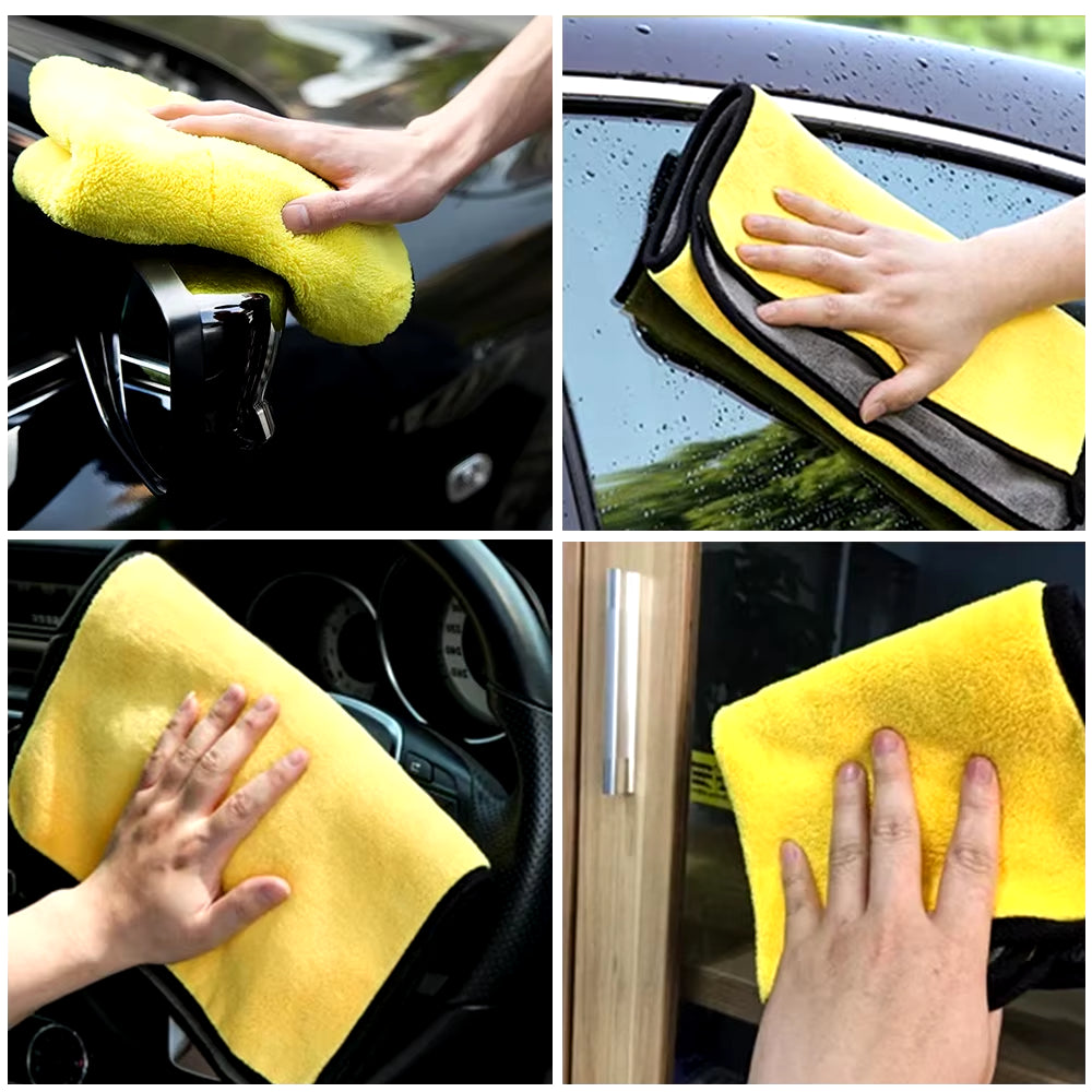 5/10Pcs Microfiber Wash Towel Car Cleaning Detailing Car Drying Cloth Window Glass Double Layer Cleaning Cloth Car Wash Supplies