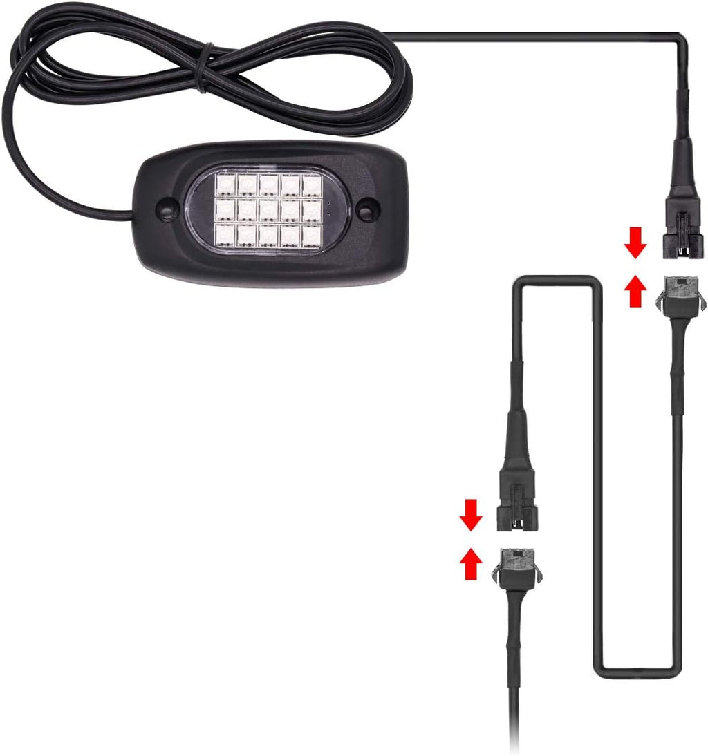 4-Pack 47-Inch Extension Cables for LED Rock Lights and RGB Neon Accent Kits for Motorcycles, ATVs, and SUVs Multi-Color Neon Strips