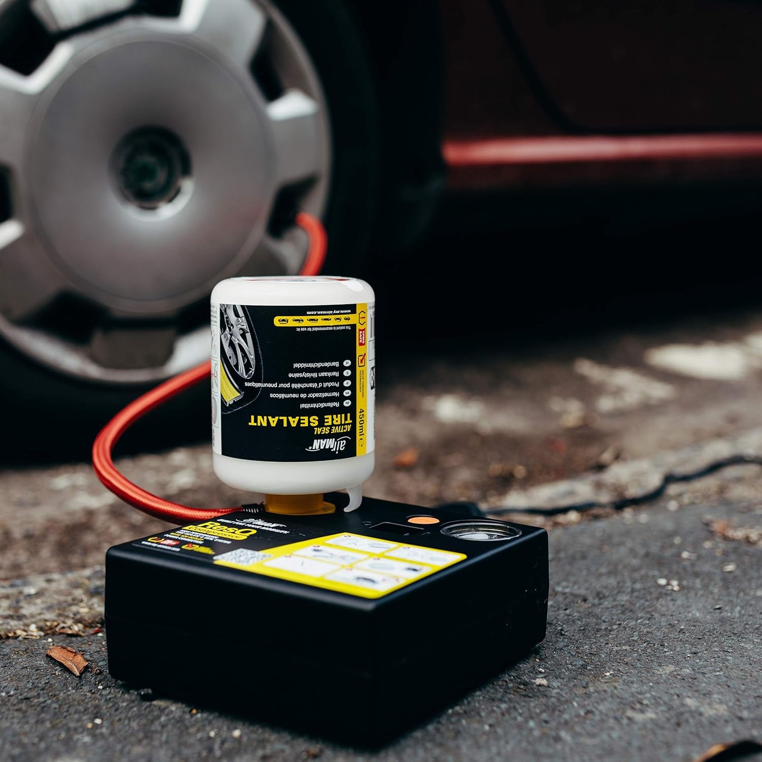 Resq Emergency Tire Repair Kit with Easy Valve Puncture Repair Sealant and Air Compressor, Compatible with All Car Makes and Models