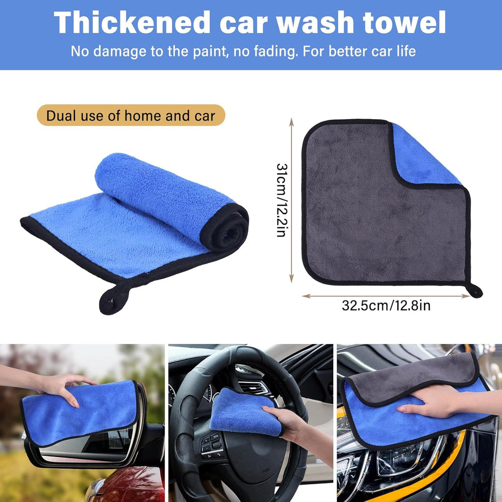 16-Piece Comprehensive Car Cleaning Kit for Exterior and Interior Care, Including Wheel Brush, Bucket, Air Vent Brush, Washing Gloves, Sponges, Window Scraper, Duster, and Detail Brush