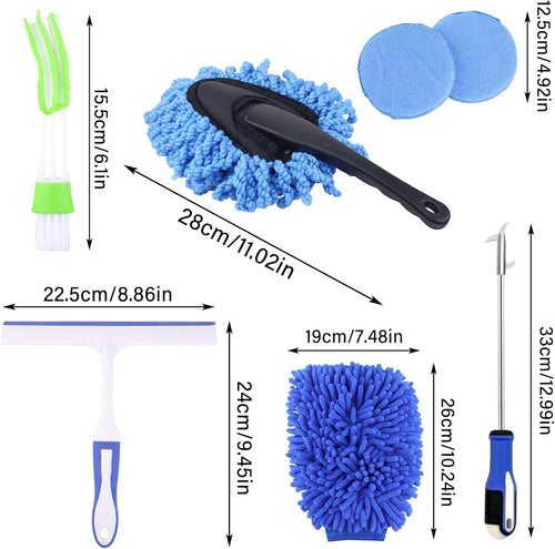 16-Piece Comprehensive Car Cleaning Kit for Exterior and Interior Care, Including Wheel Brush, Bucket, Air Vent Brush, Washing Gloves, Sponges, Window Scraper, Duster, and Detail Brush