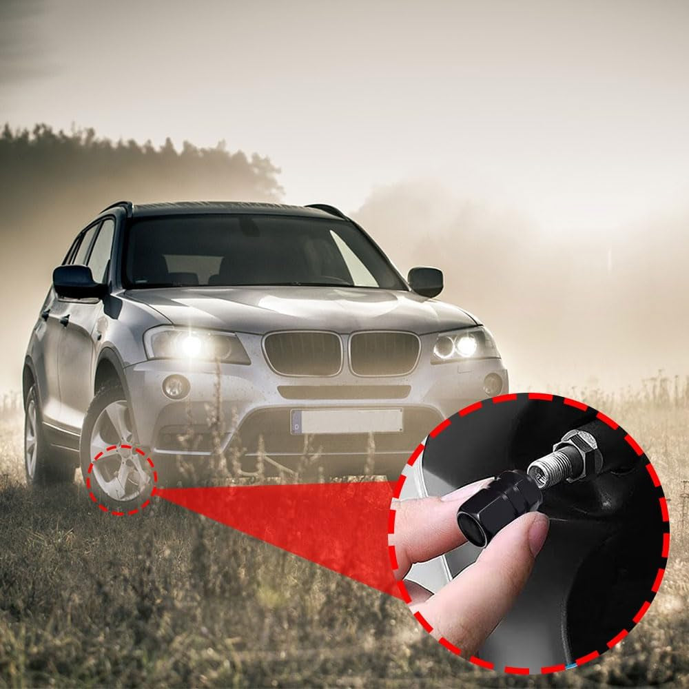 4-Piece Universal Aluminum Tire Valve Stem Caps - Hexagon Valve Covers for Car Tires