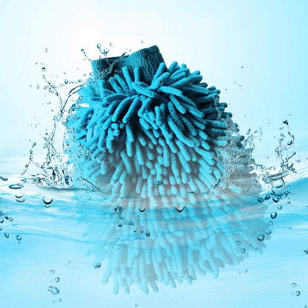 Set of 4 Double-Sided Microfiber Car Wash Mitts - Highly Absorbent Cleaning Gloves for Automotive and Household Use (Assorted Colors)