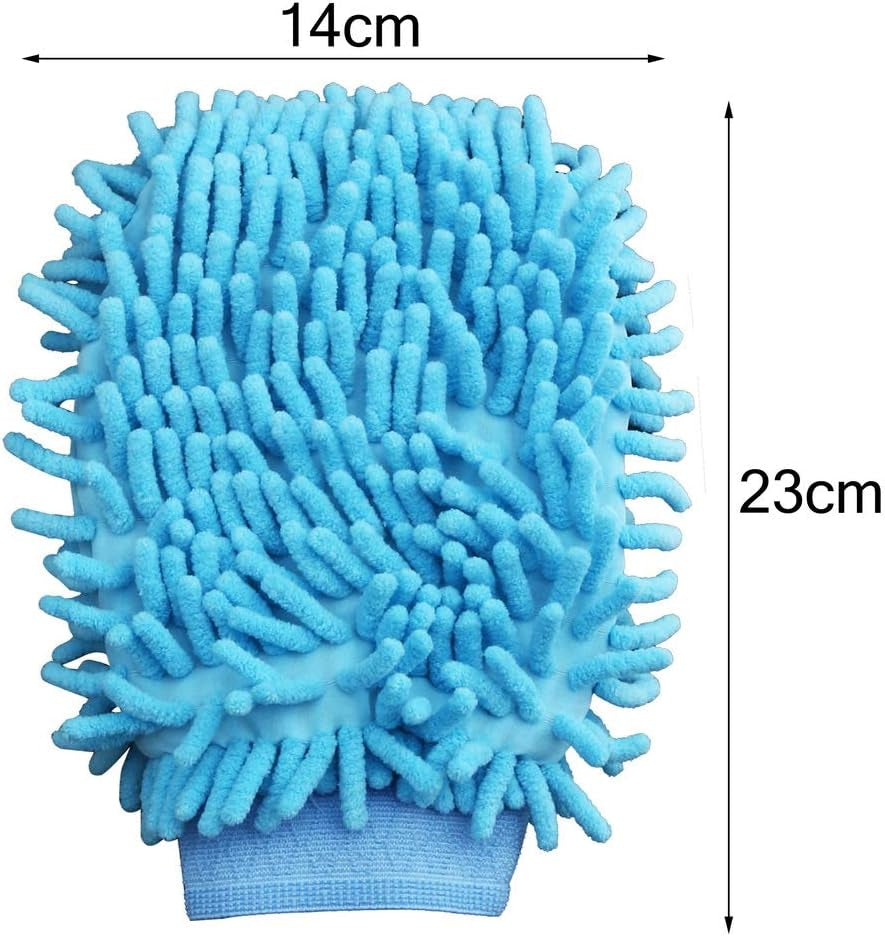 Set of 4 Double-Sided Microfiber Car Wash Mitts - Highly Absorbent Cleaning Gloves for Automotive and Household Use (Assorted Colors)