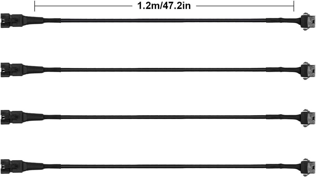 4-Pack 47-Inch Extension Cables for LED Rock Lights and RGB Neon Accent Kits for Motorcycles, ATVs, and SUVs Multi-Color Neon Strips