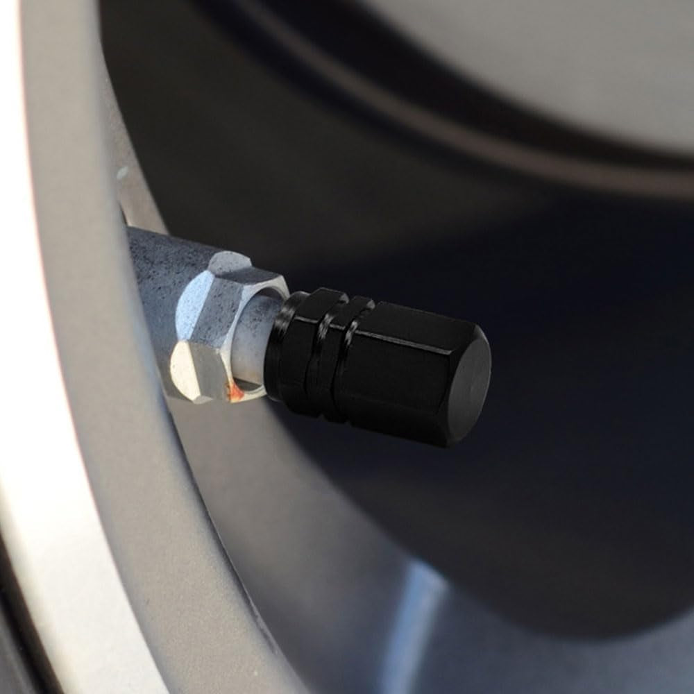 4-Piece Universal Aluminum Tire Valve Stem Caps - Hexagon Valve Covers for Car Tires